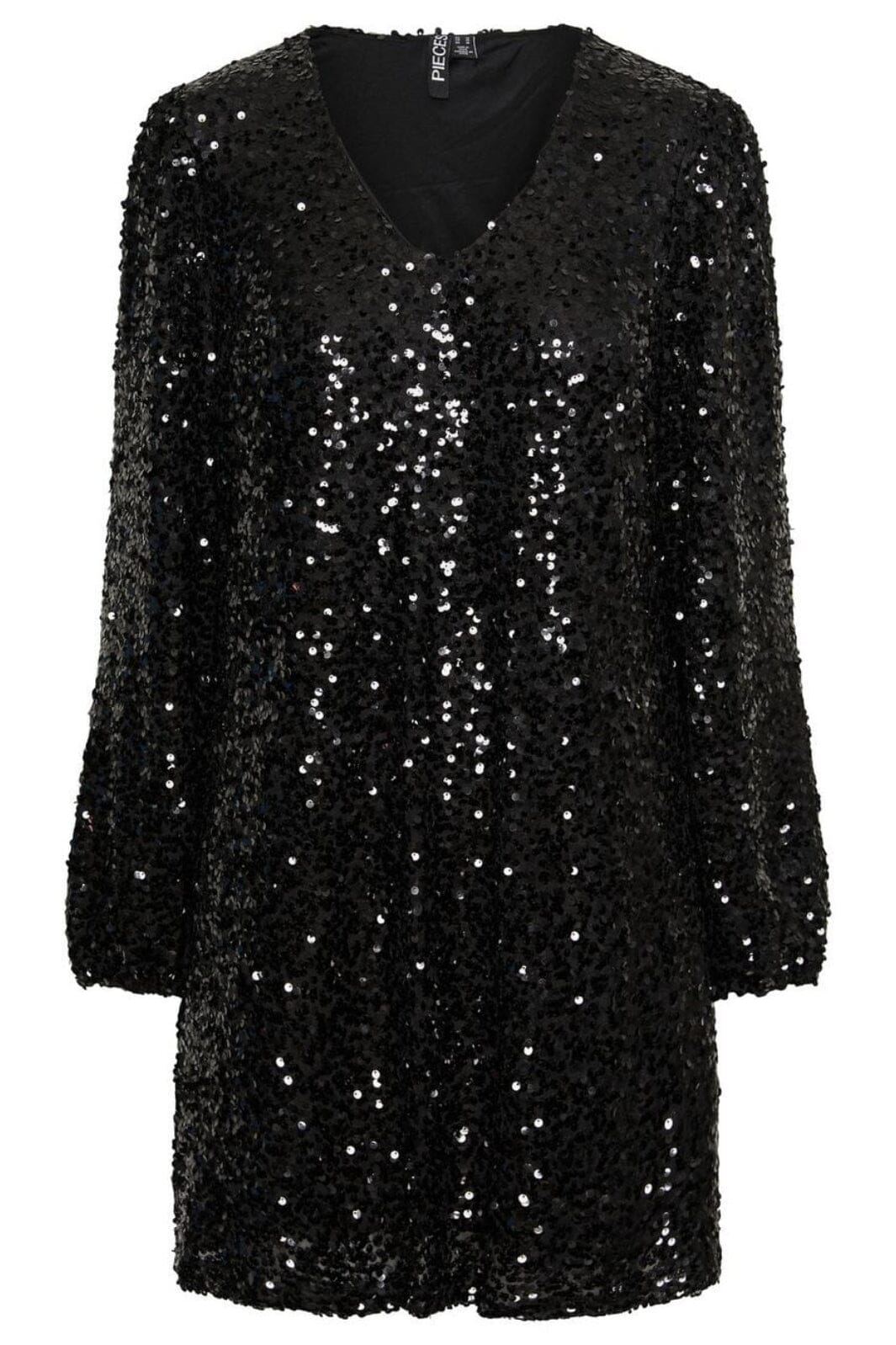 Pieces - Pcnima Ls V-Neck Dress - 4509828 Black Sequins Kjoler 
