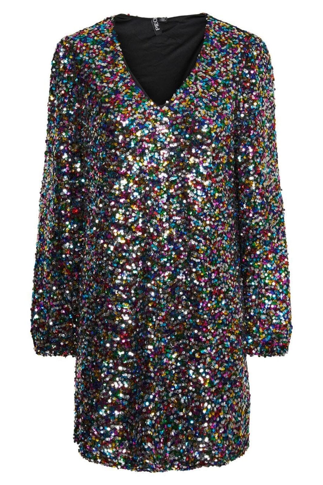 Pieces - Pcnima Ls V-Neck Dress - 4531616 Black Multi Colored Sequins Kjoler 