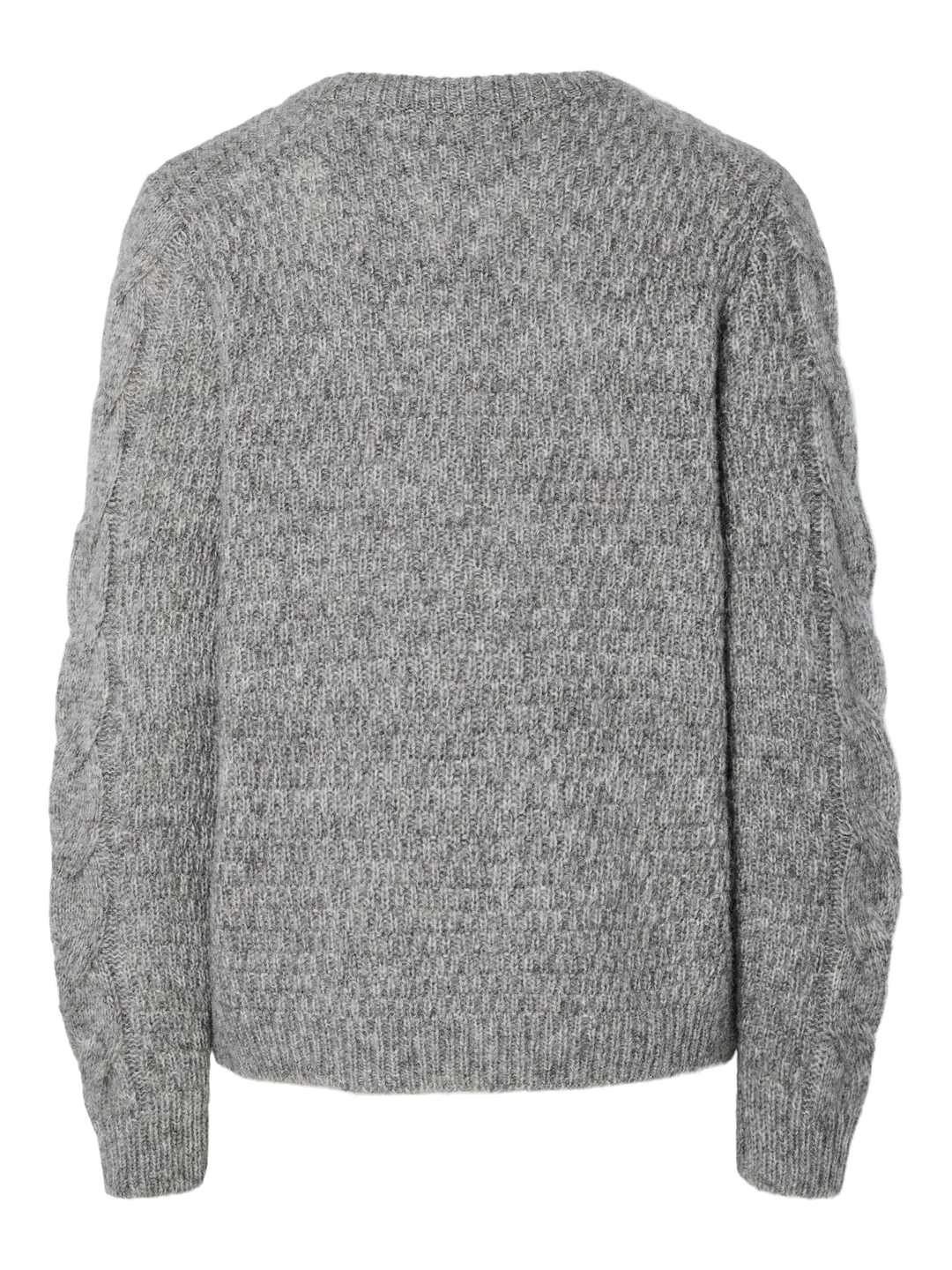 Pieces - Pcnina Ls V-Neck Knit - 4799696 Medium Grey Melange Strikbluser 
