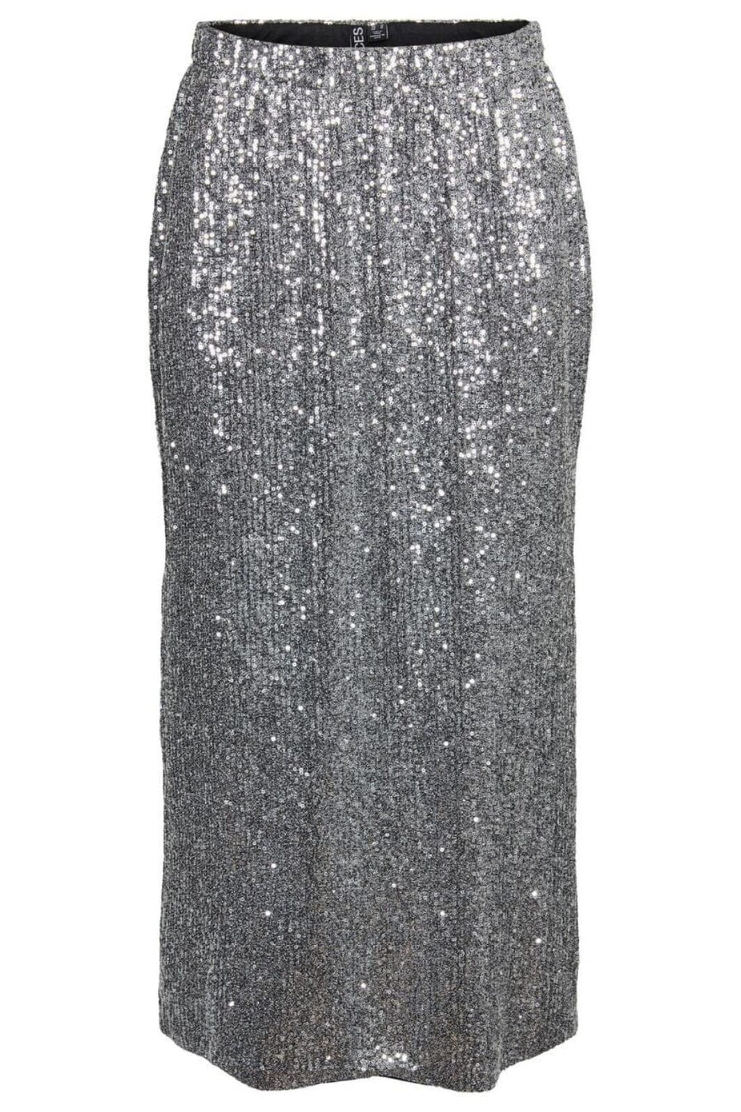 Pieces - Pcniri Ankle Skirt - 4509878 Silver Sequins Nederdele 