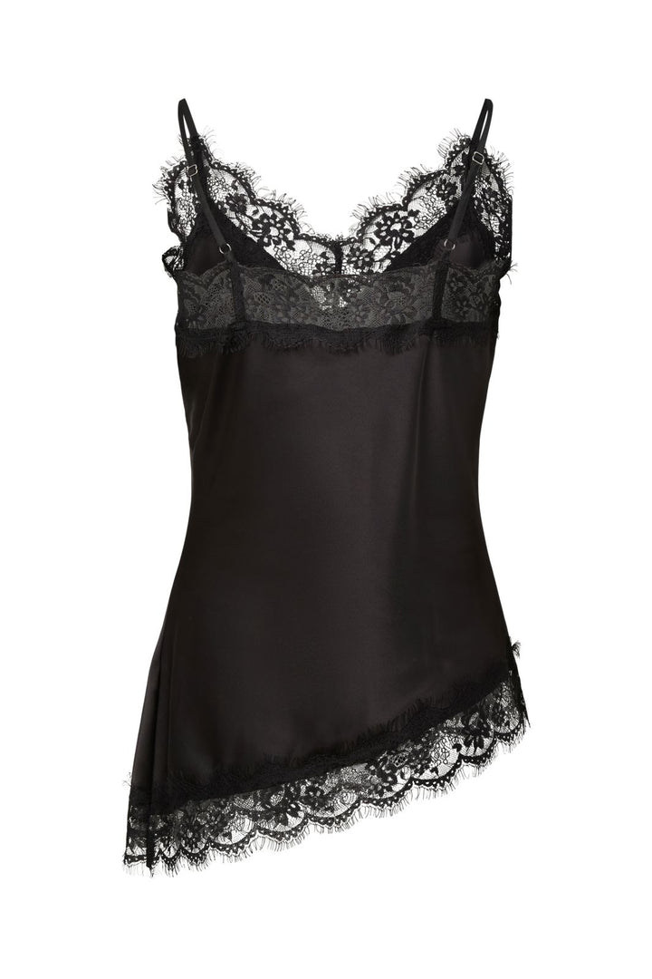 Pieces - Pcnomi Strap Satin Lace Top - 5072977 Black