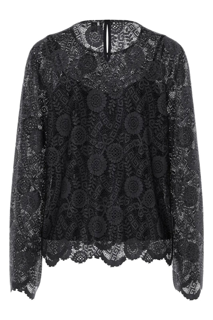 Pieces - Pcolline Ls Lace O-Neck Top - 4802666 Black
