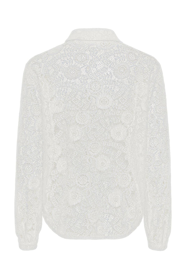 Pieces - Pcolline Ls Lace Shirt - 4634038 Cloud Dancer