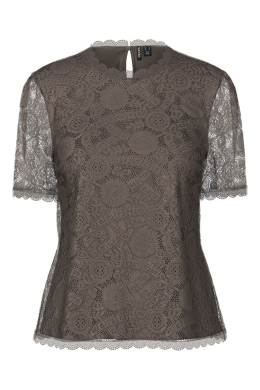 Pieces - Pcolline Ss Lace Top - 4532907 Morel