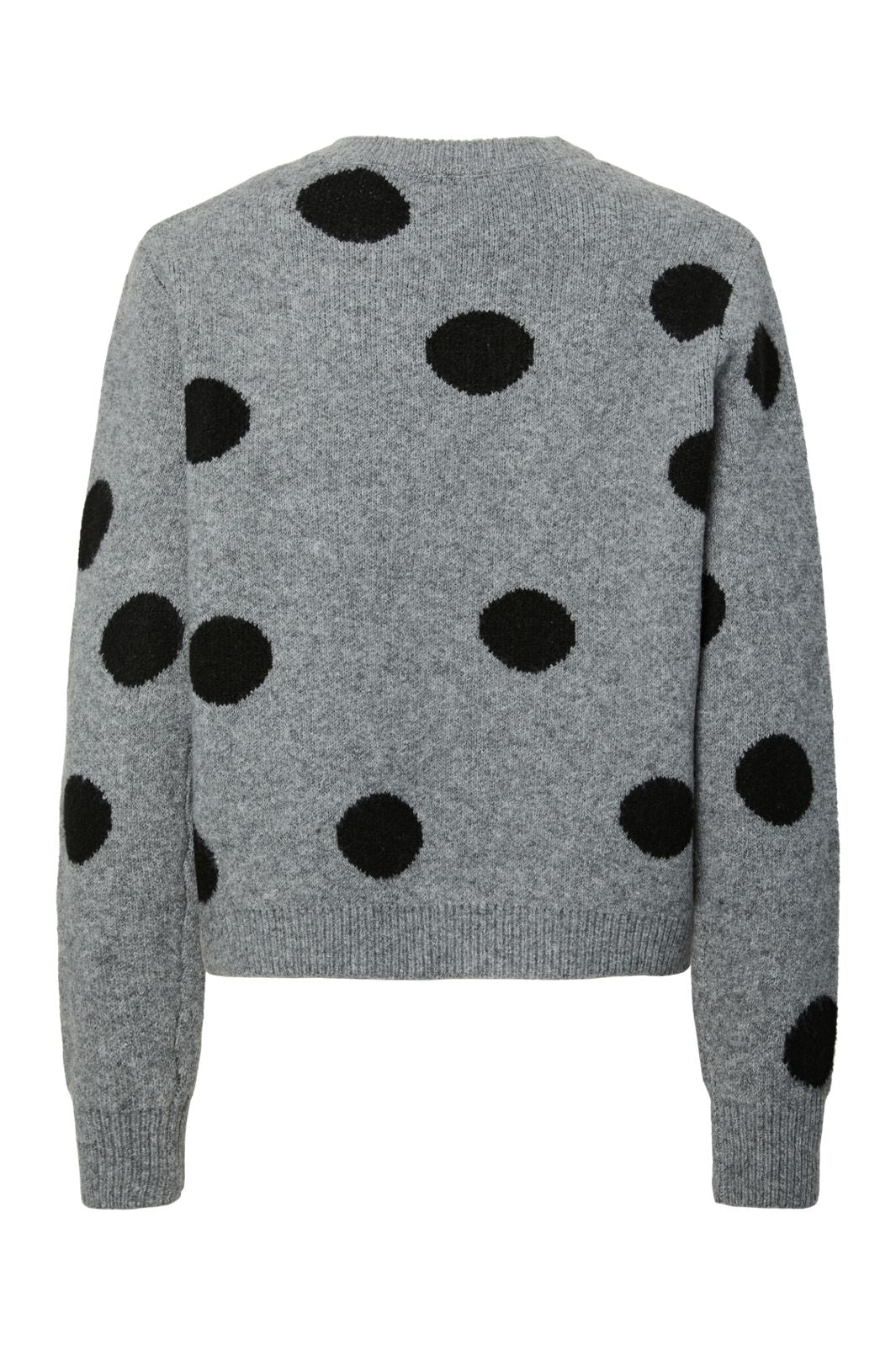 Pieces - Pcosla Ls O-Neck Knit Pullover - 4993185 Medium Grey Melange Black Dots