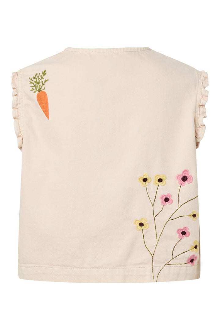 Pieces - Pcpalma Sl Frill Denim Top - 5023558 Ecru Embroidery