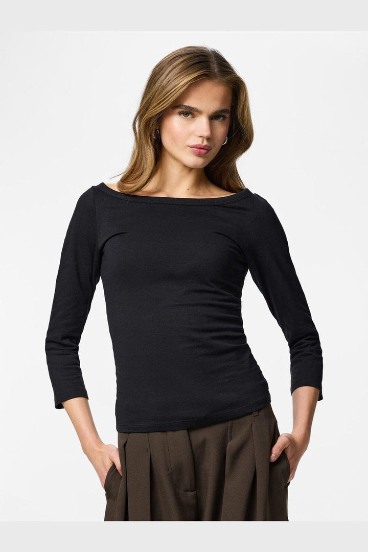 Pieces - Pcphoebe 3/4 Boatneck Top - 5083331 Black