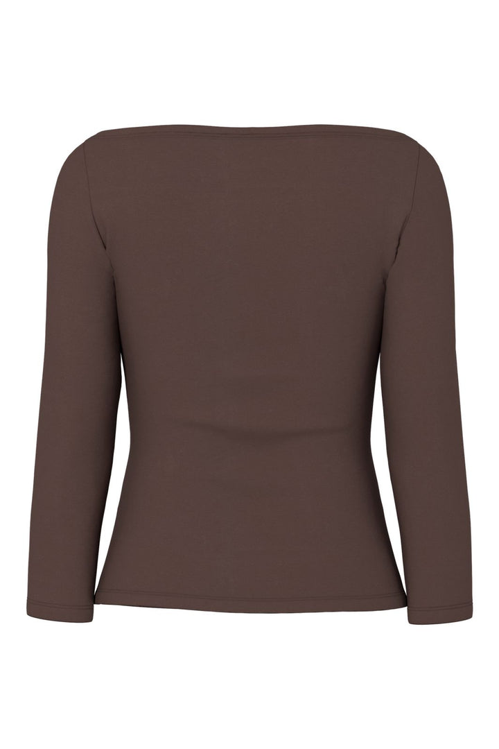 Pieces - Pcphoebe 3/4 Boatneck Top - 5083334 Hot Fudge