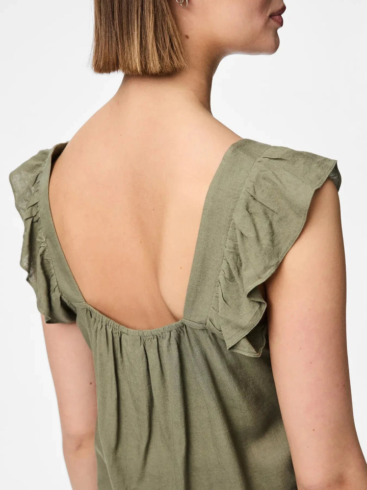 Pieces - Pcpia Sl Top - 4649002 Deep Lichen Green Toppe 