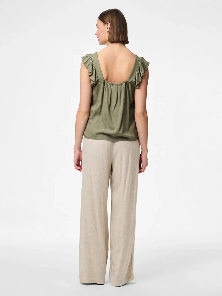 Pieces - Pcpia Sl Top - 4649002 Deep Lichen Green Toppe 