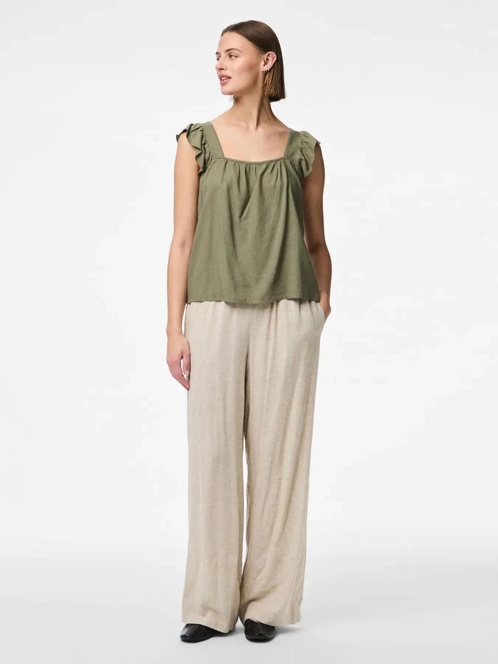 Pieces - Pcpia Sl Top - 4649002 Deep Lichen Green Toppe 