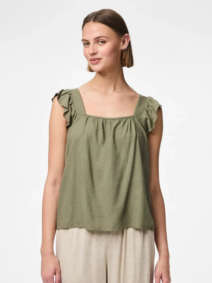 Pieces - Pcpia Sl Top - 4649002 Deep Lichen Green Toppe 