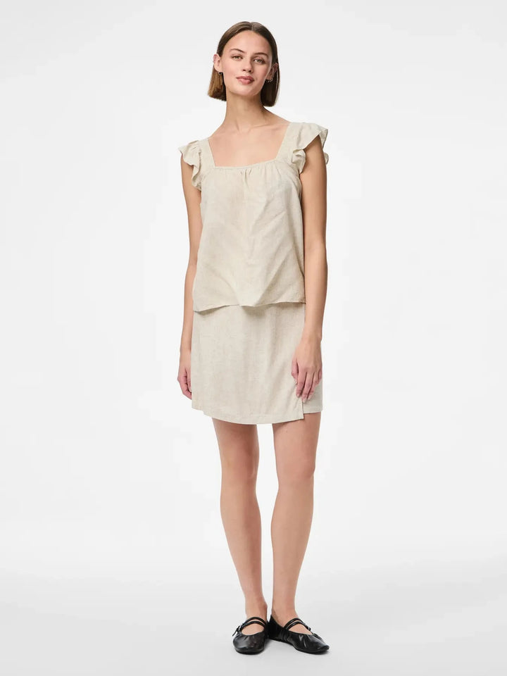 Pieces - Pcpia Sl Top - 4764611 Birch Melange Toppe 