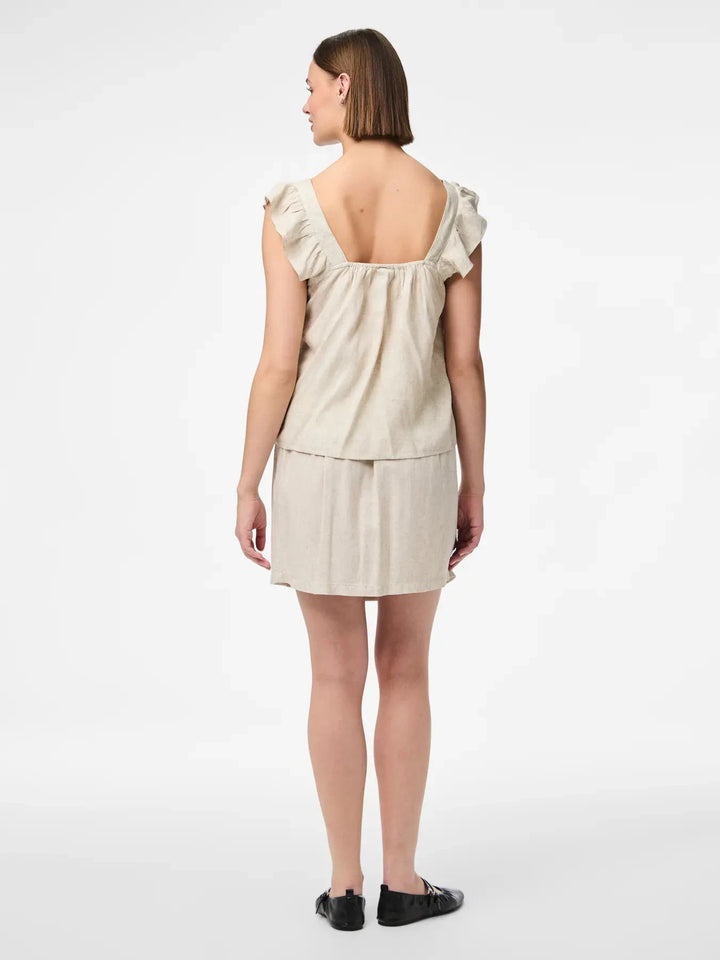 Pieces - Pcpia Sl Top - 4764611 Birch Melange Toppe 