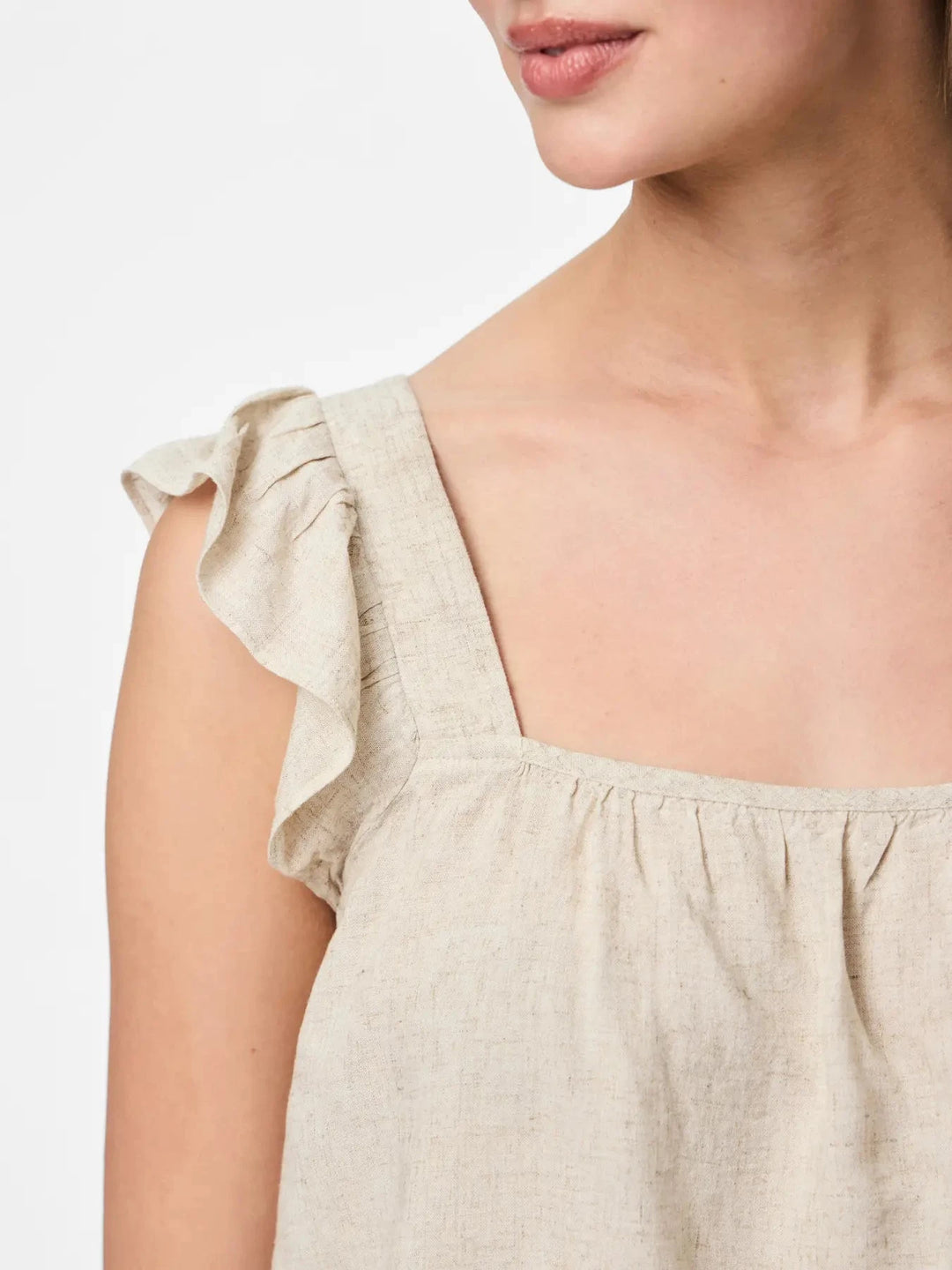 Pieces - Pcpia Sl Top - 4764611 Birch Melange Toppe 