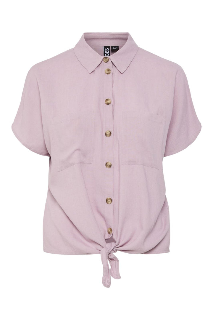 Pieces - Pcpia Ss Tie Shirt - 4648819 Dawn Pink