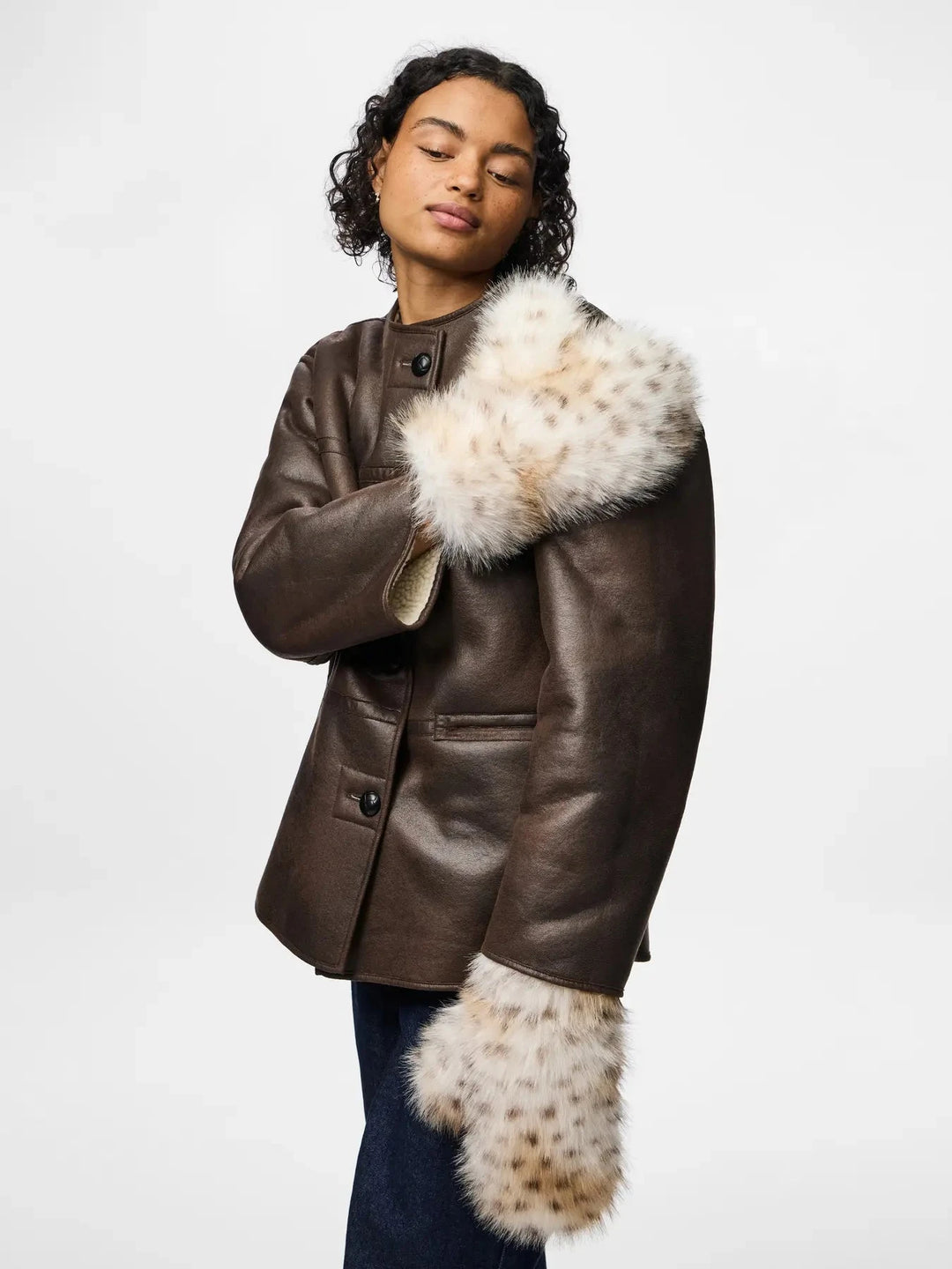 Pieces - Pcplush Fluffy Mittens - 5023213 Cloud Dancer Leopard Handsker & Vanter 