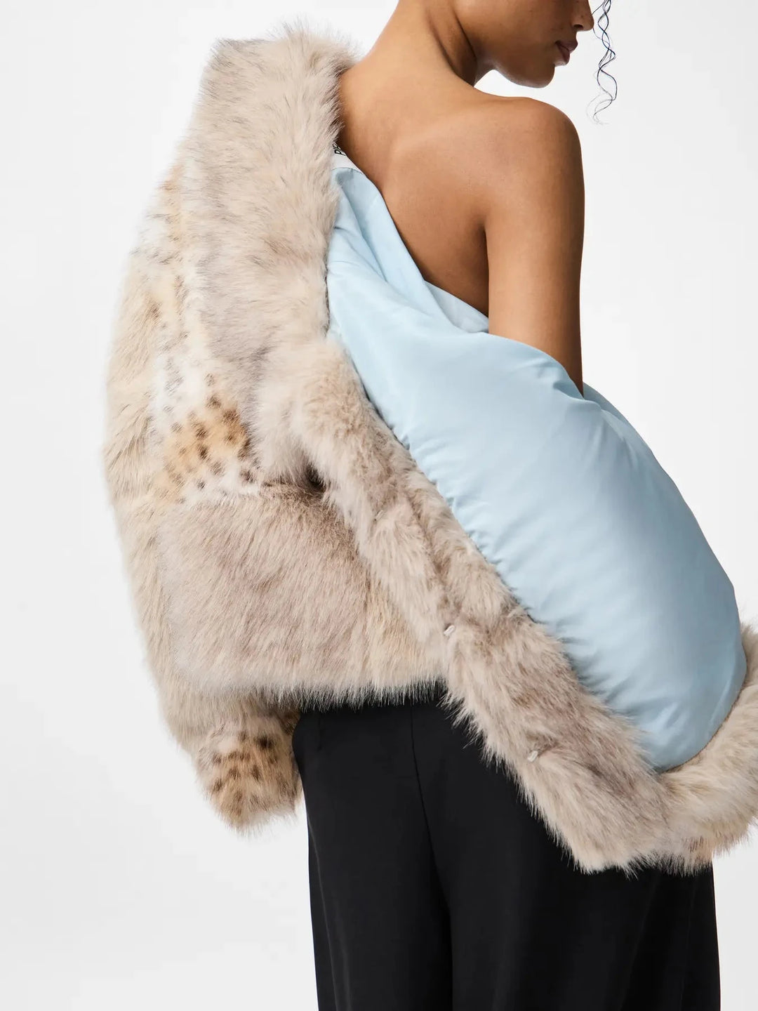 Pieces - Pcplush Short Fluffy Jacket - 5023208 Porpoise Patchwork Jakker 