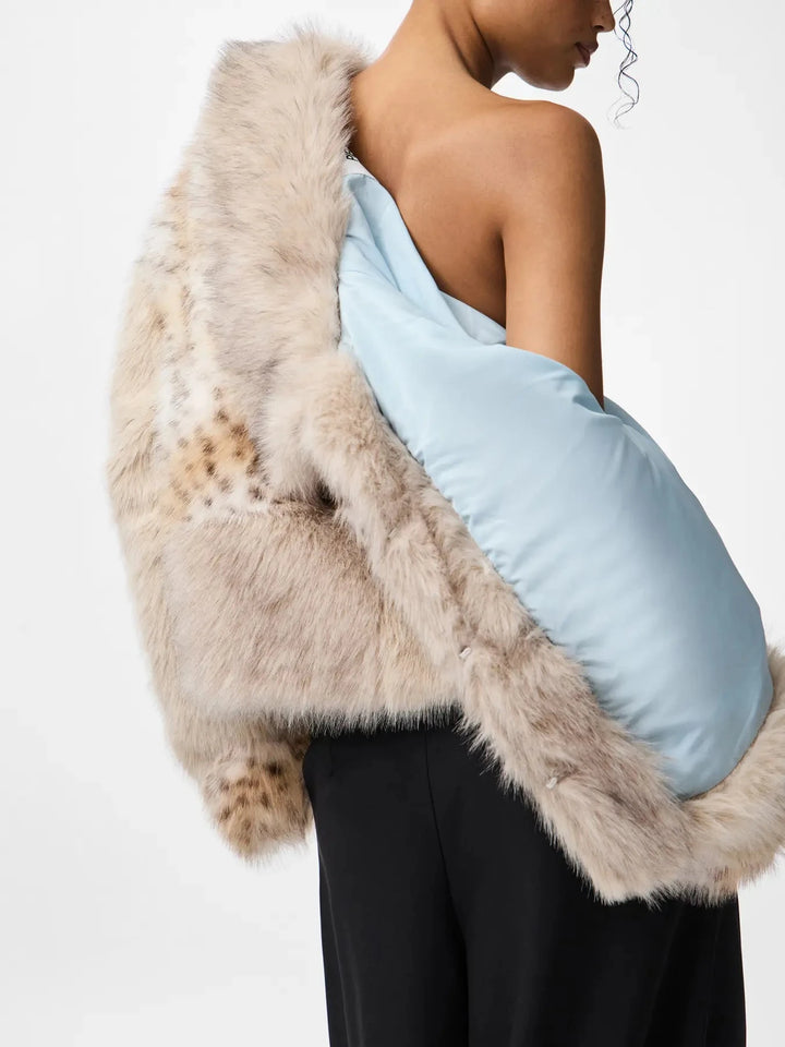 Pieces - Pcplush Short Fluffy Jacket - 5023208 Porpoise Patchwork Jakker 