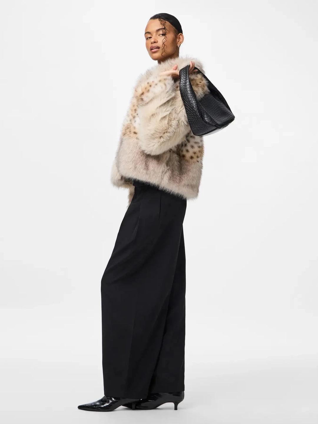 Pieces - Pcplush Short Fluffy Jacket - 5023208 Porpoise Patchwork Jakker 