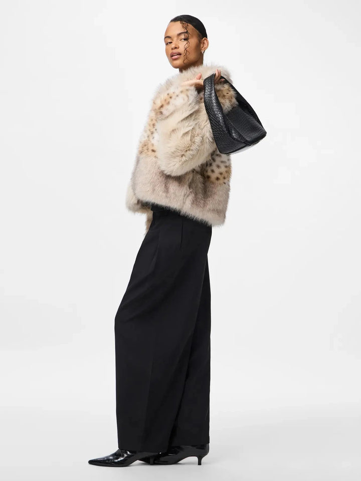 Pieces - Pcplush Short Fluffy Jacket - 5023208 Porpoise Patchwork Jakker 