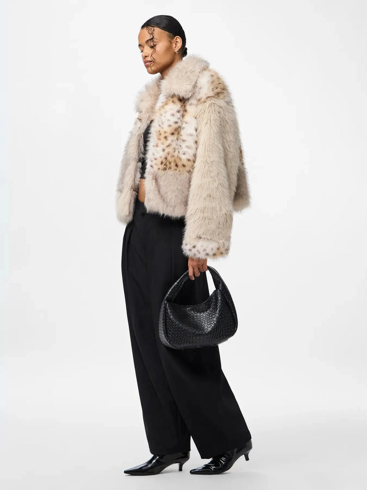 Pieces - Pcplush Short Fluffy Jacket - 5023208 Porpoise Patchwork Jakker 