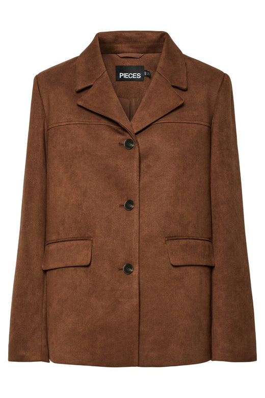 Pieces - Pcrakel Brushed Outerwear Blazer - 4871485 Downtown Brown