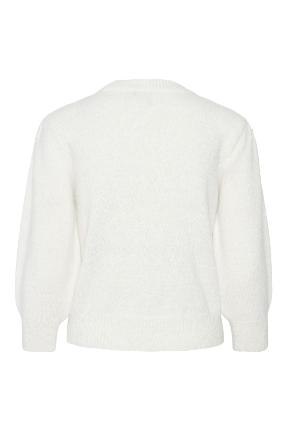 Pieces - Pcralba 2/4 O-Neck Pearl Knit - 4629452 Cloud Dancer Sequin And Pearls