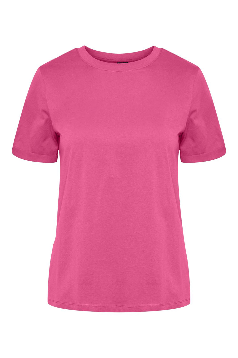 Pieces - Pcria Ss Fold Up Solid Tee - 3969196 Shocking Pink