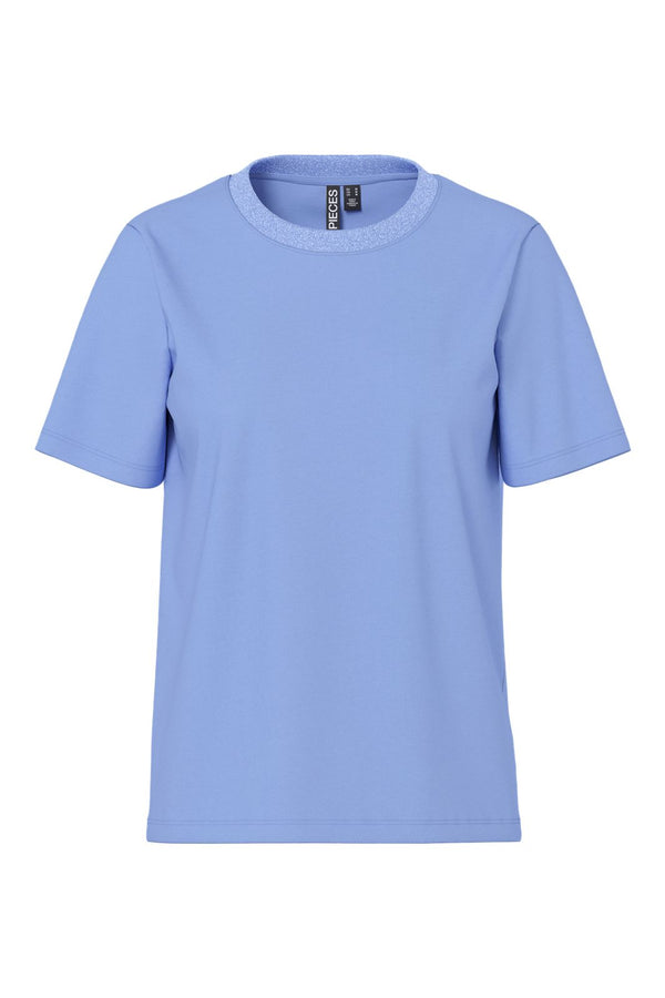 Pieces - Pcria Ss Lurex Neck Tee - 4991580 Hydrangea Lurex Rib