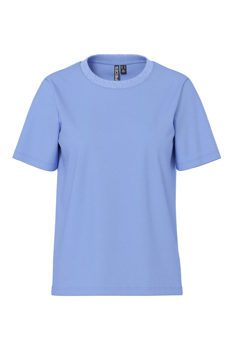 Pieces - Pcria Ss Lurex Neck Tee - 4991580 Hydrangea Lurex Rib