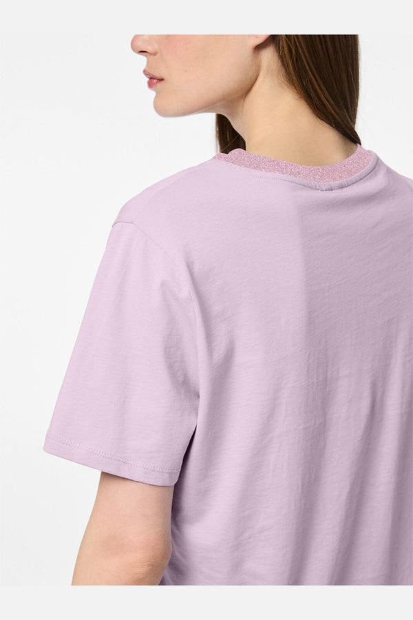 Pieces - Pcria Ss Lurex Neck Tee - 5005605 Winsome Orchid Lurex Rib