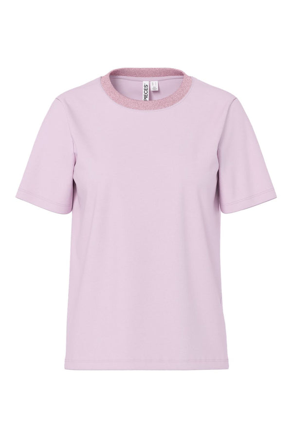 Pieces - Pcria Ss Lurex Neck Tee - 5005605 Winsome Orchid Lurex Rib