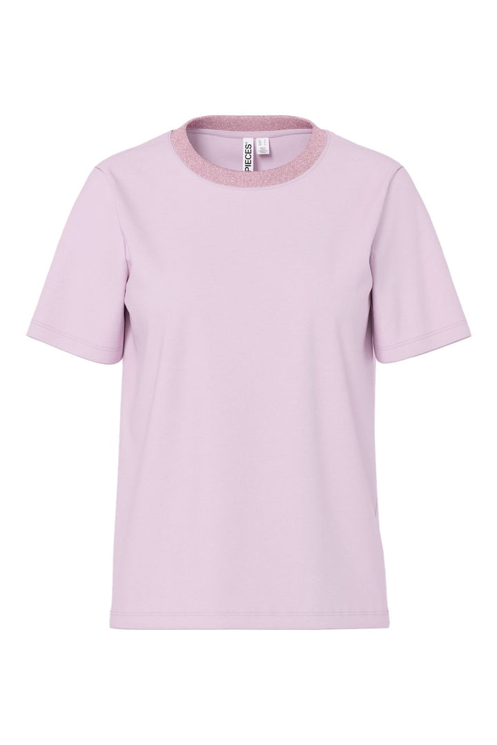 Pieces - Pcria Ss Lurex Neck Tee - 5005605 Winsome Orchid Lurex Rib