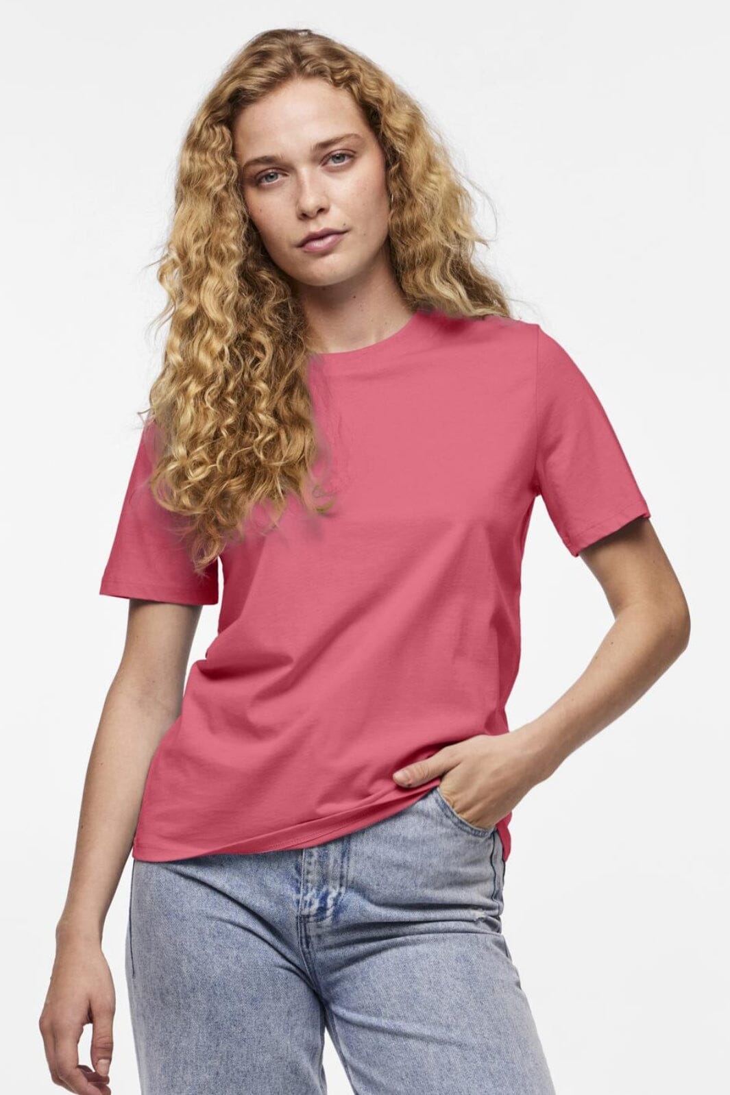 Pieces - Pcria Ss Solid Tee - 4386931 Hot Pink T-shirts 