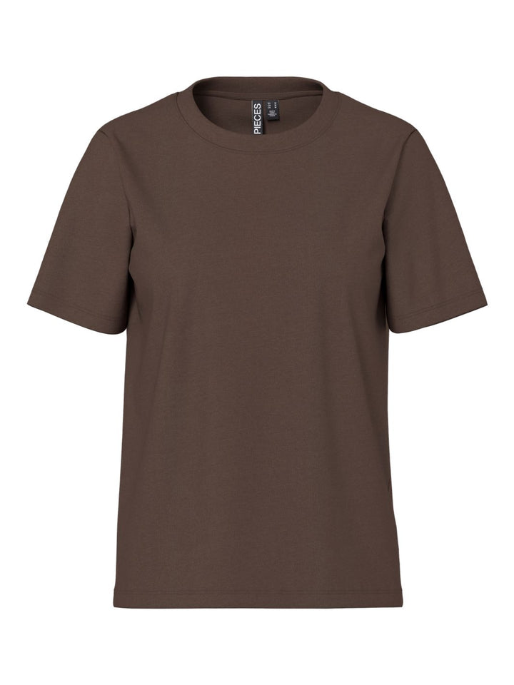 Pieces - Pcria Ss Solid Tee - 4864477 Hot Fudge