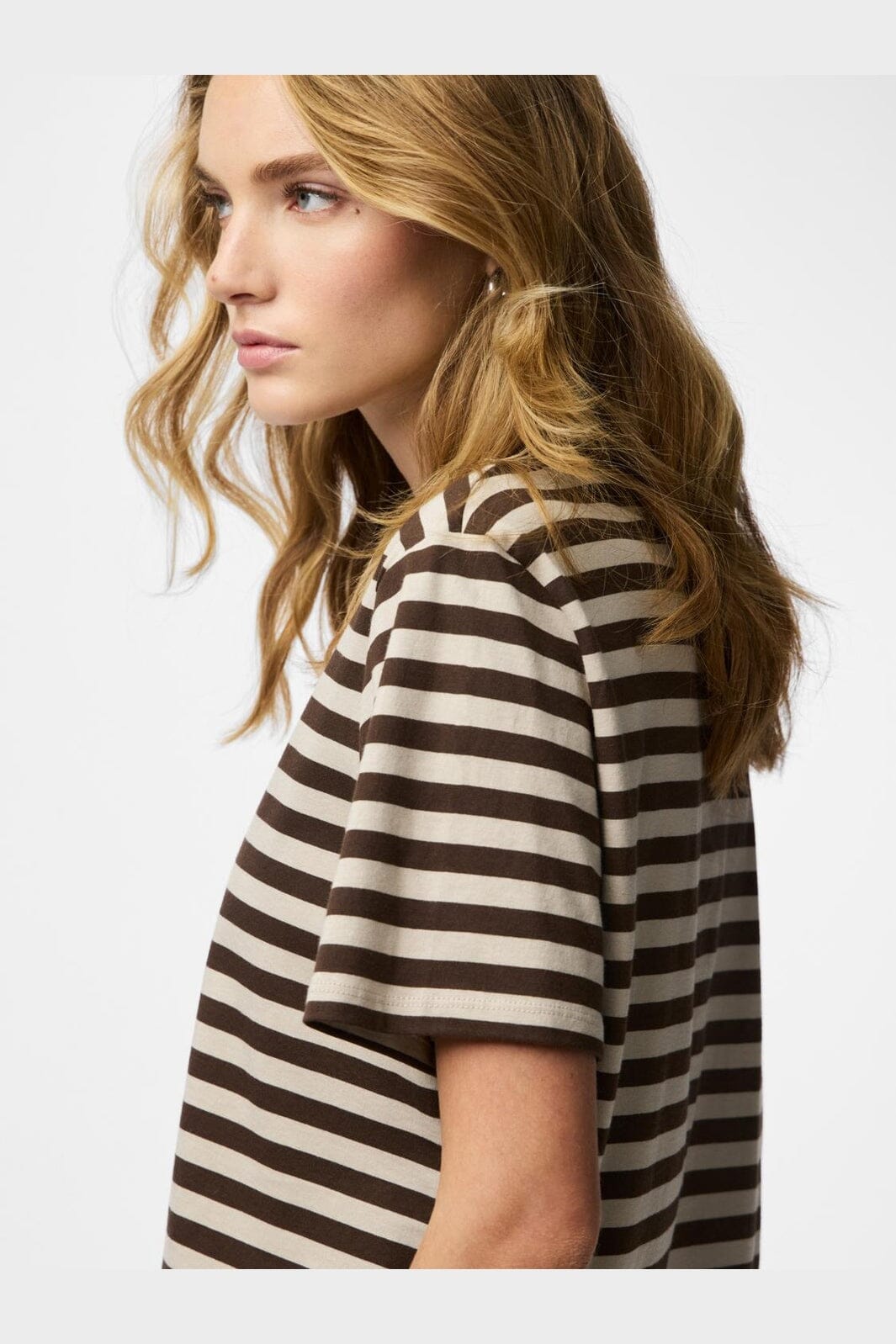 Pieces - Pcria Ss Tee Multicol Stripes - 5102741 Hot Fudge Silver Grey