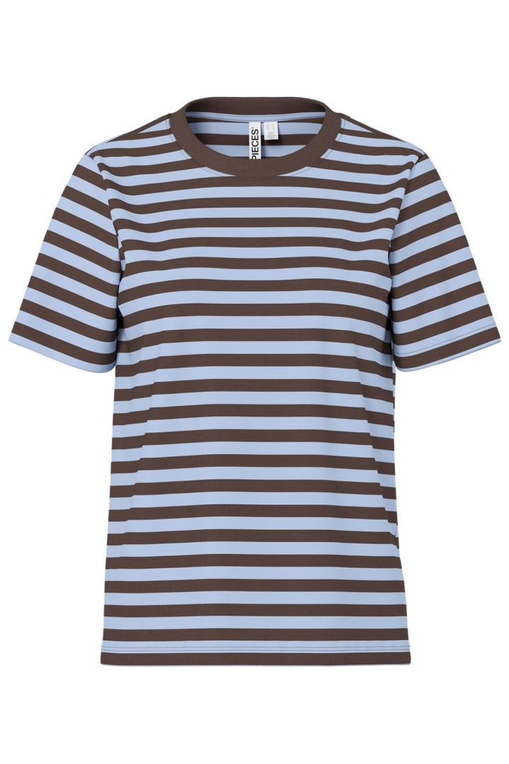 Pieces - Pcria Ss Tee Multicol Stripes - 5164958 Hot Fudge Cashmere Blue