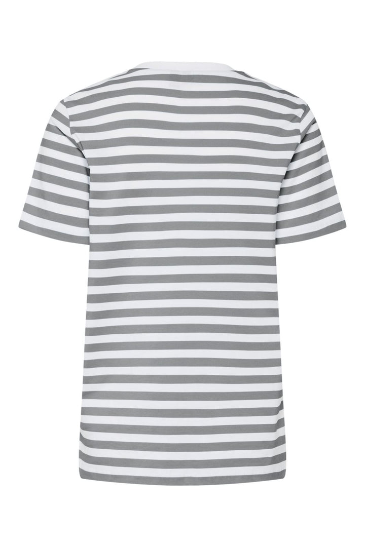 Pieces - Pcria Ss Tee Stripes - 4651140 Ultimate Grey Bright White
