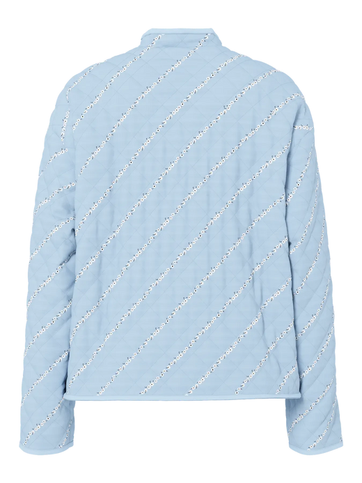 Pieces - Pcrikke Quilted Jacket - 4928323 Cashmere Blue Cloud Dancer & Black Flower Jakker 