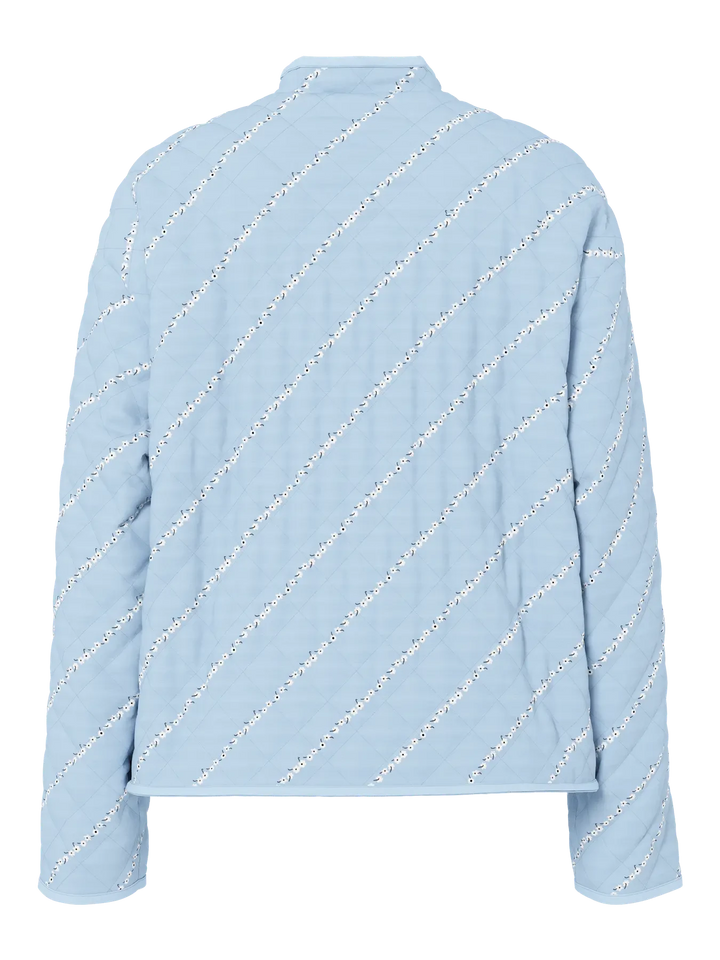 Pieces - Pcrikke Quilted Jacket - 4928323 Cashmere Blue Cloud Dancer & Black Flower Jakker 