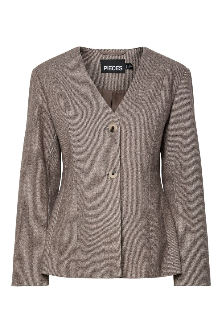 Pieces - Pcriley Ls Blazer - 4890063 Hot Fudge Melange