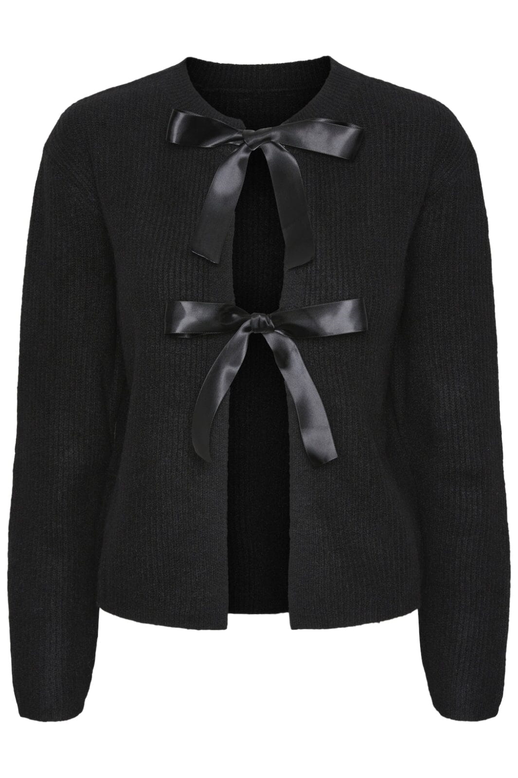 Pieces - Pcrilly Ls Reversible Bow Knit - 4674405 Black Dtm Woven Bow Cardigans 