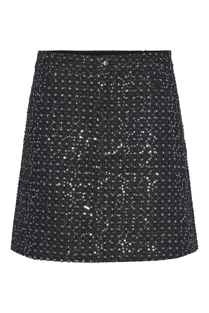 Pieces - Pcroberta Mini Sequins Skirt - 4602671 Grey Denim