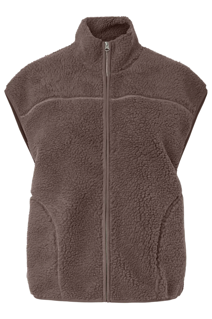 Pieces - Pcsadia Teddy Vest - 4993093 Coffee Quartz Veste 