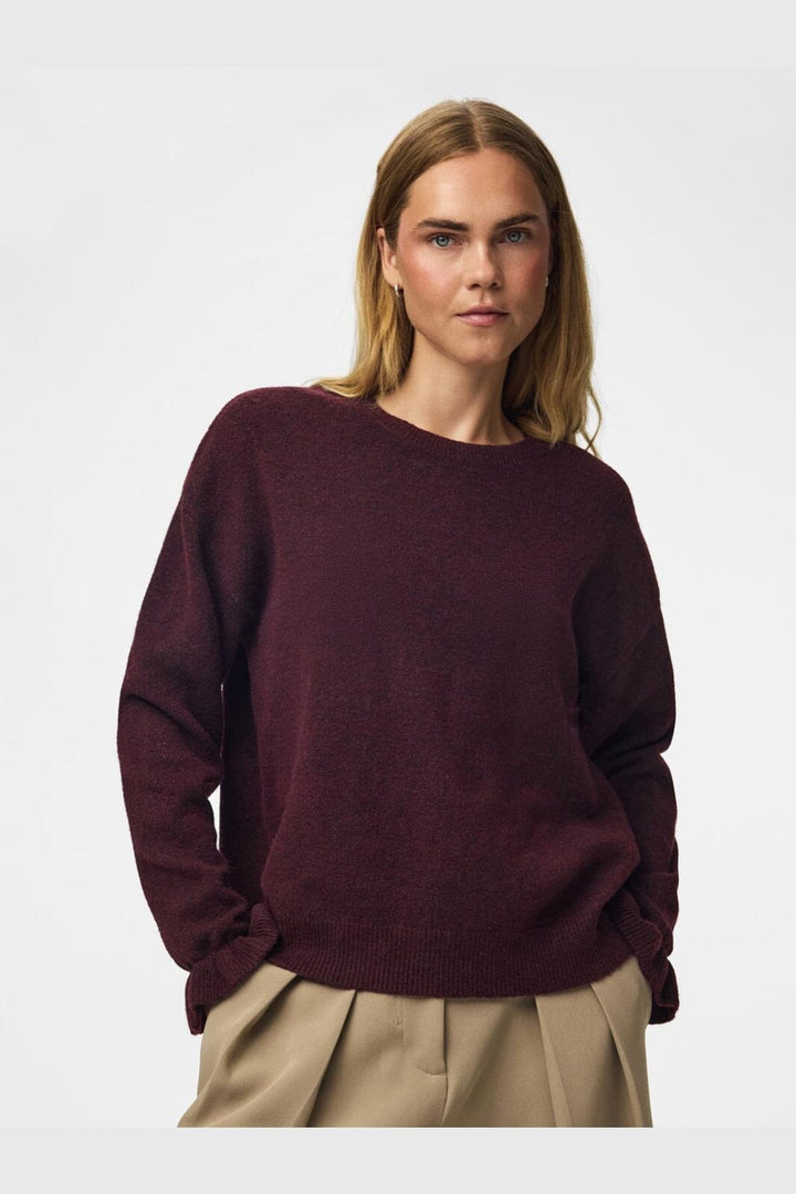 Pieces - Pcsally Ls Frill Cuff Knit - 5087233 Winetasting Melange