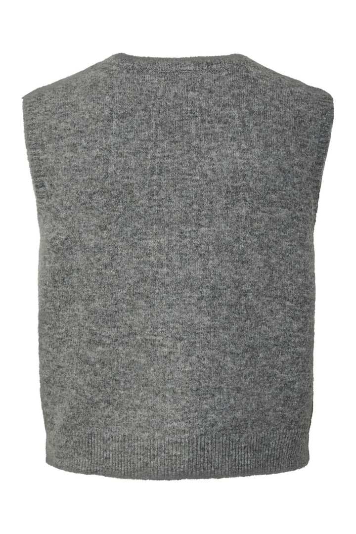 Pieces - Pcsally Sl V-Neck Knit Vest - 5105007 Medium Grey Melange