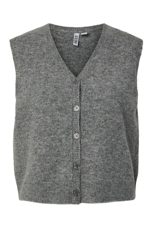 Pieces - Pcsally Sl V-Neck Knit Vest - 5105007 Medium Grey Melange