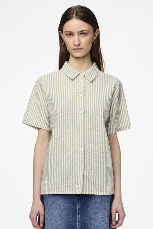 Pieces - Pcsally Ss Shirt - 4497645 Tea Cloud Dancer