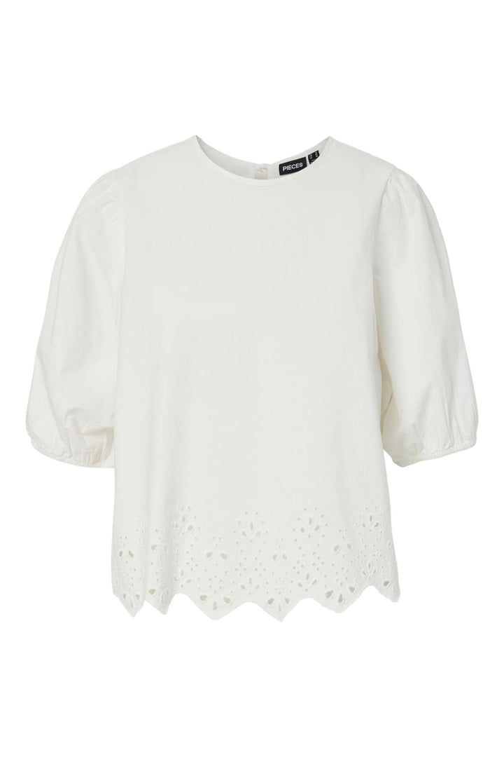 Pieces - Pcsalmina New 2/4 Top - 4940244 Cloud Dancer Embroidery